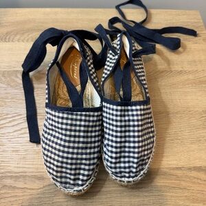 NEW Bonpoint Girl’s Navy Gingham Espadrille Flats (EU Sz 31 - US Sz 13/13.5)